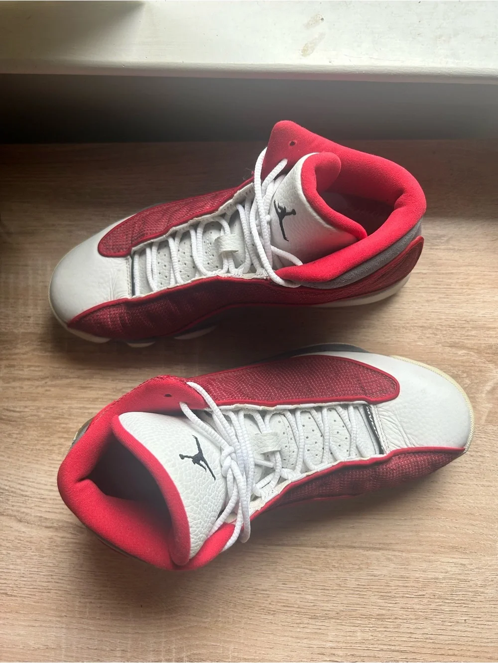 Jordan Red and White Retro Basketball Sneakers